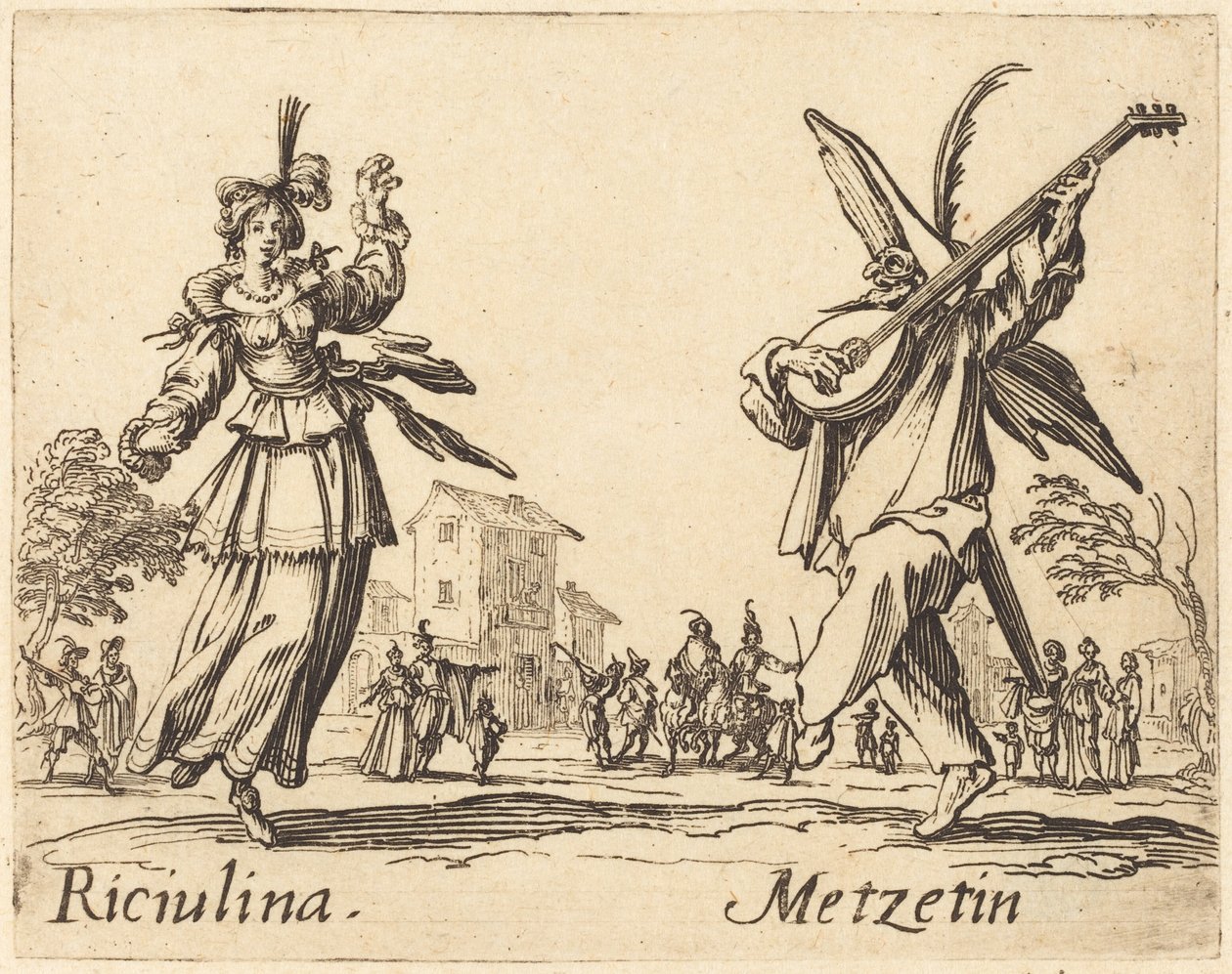 Riciulina e Metzetin, c. 1622 da Jacques Callot
