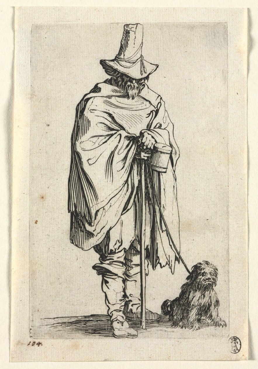 I mendicanti: Cieco con il suo cane da Jacques Callot