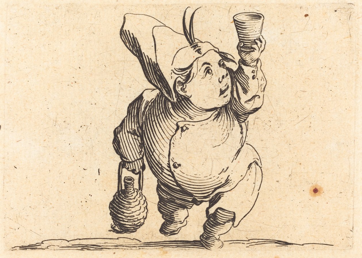 Il bevitore, vista frontale da Jacques Callot