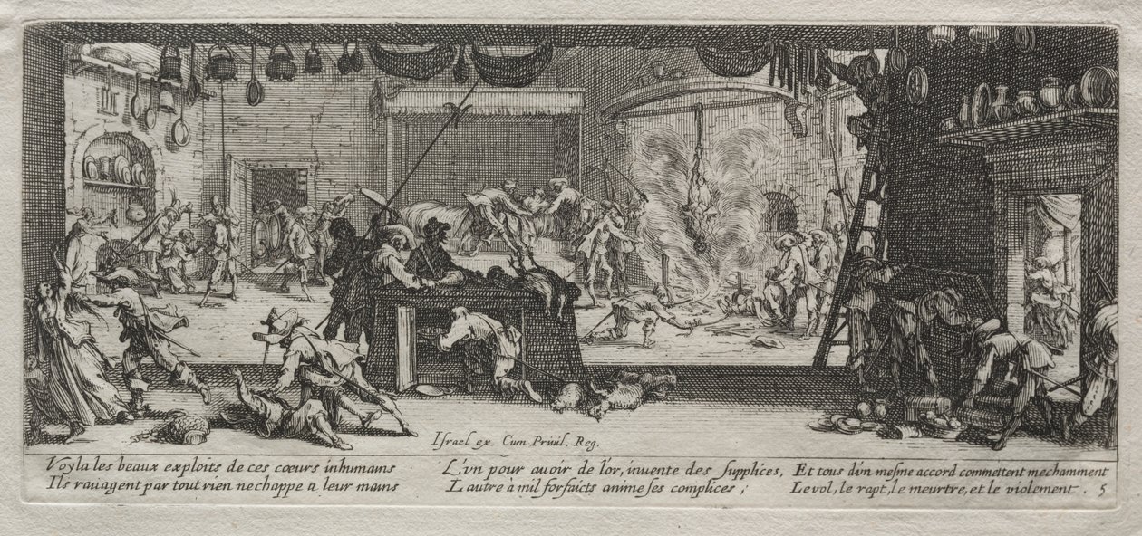 Le grandi miserie della guerra: saccheggio da Jacques Callot