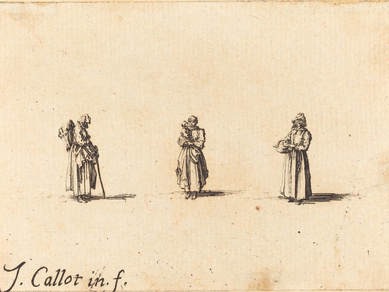 Tre donne, una con un bambino da Jacques Callot