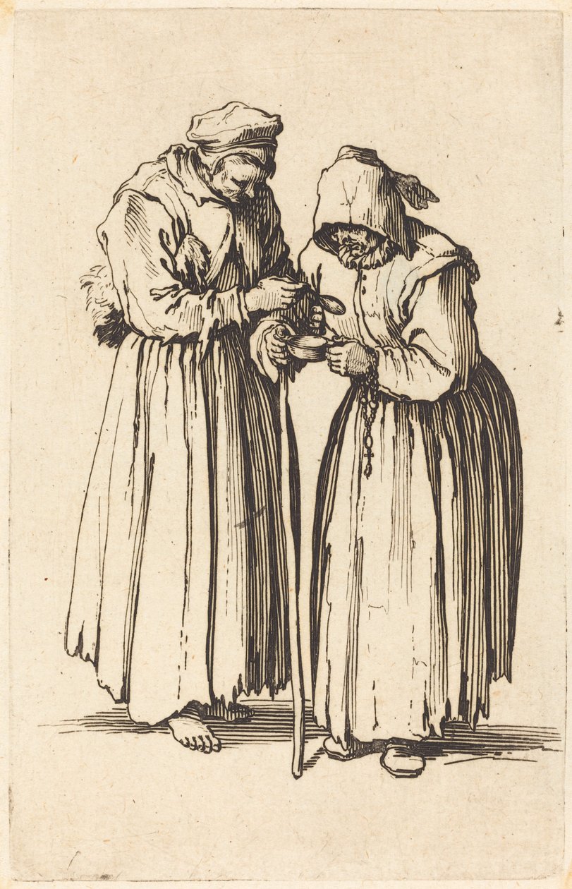 Due donne mendicanti, c. 1622 da Jacques Callot