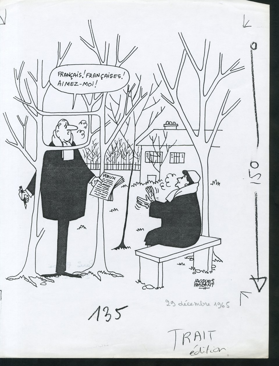 Paris-Presse, Satirica in B  W da Jacques Faizant