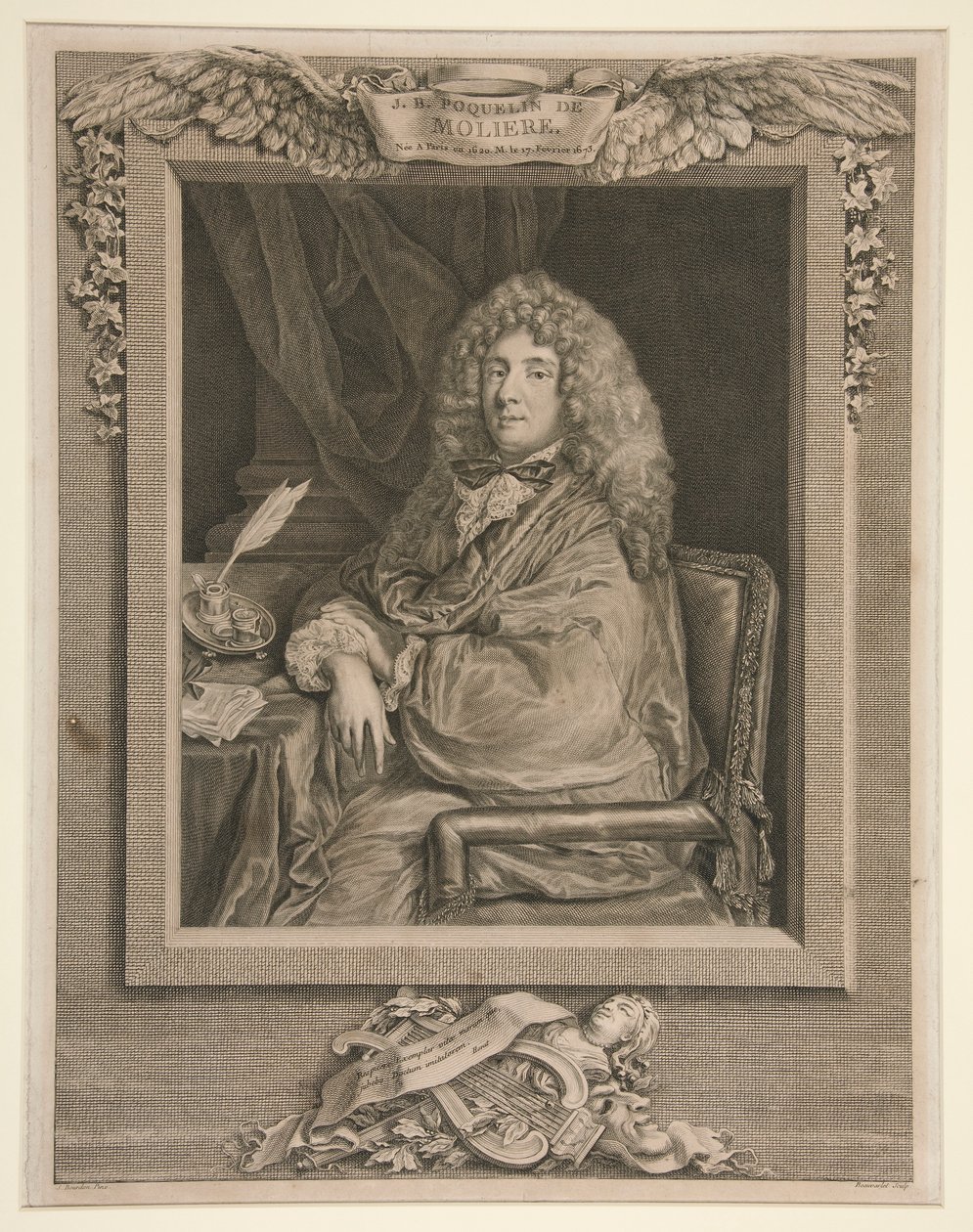 Ritratto di Molière da Jacques Firmin Beauvarlet