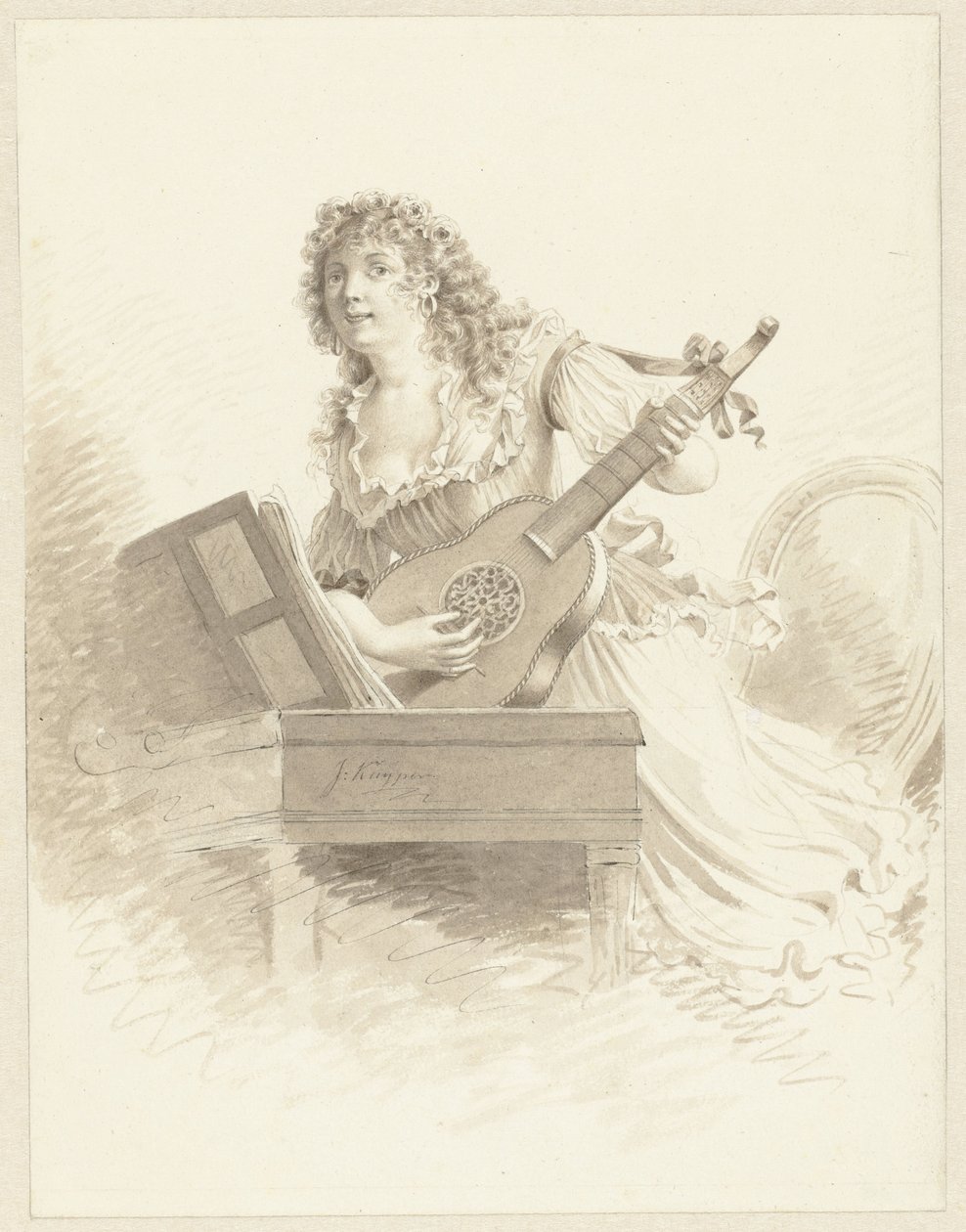 Dama che suona una chitarra da Jacques Kuyper