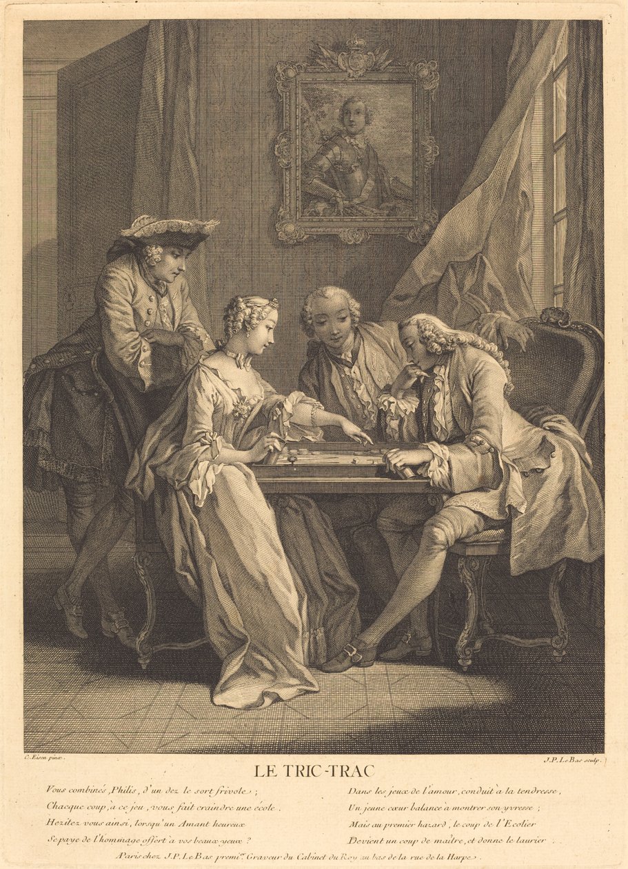 Il tric-trac da Jacques Philippe Le Bas after Charles Eisen