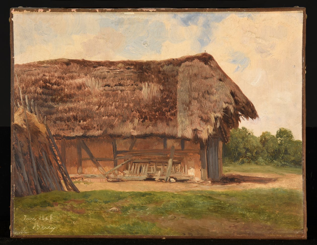 Cottage con tetto di paglia da Jacques Raymond Brascassat