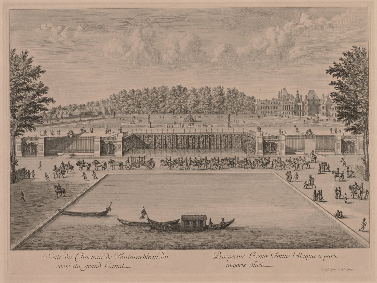 Castello di Fontainebleau dal Grand Canal da Jacques Rigaud