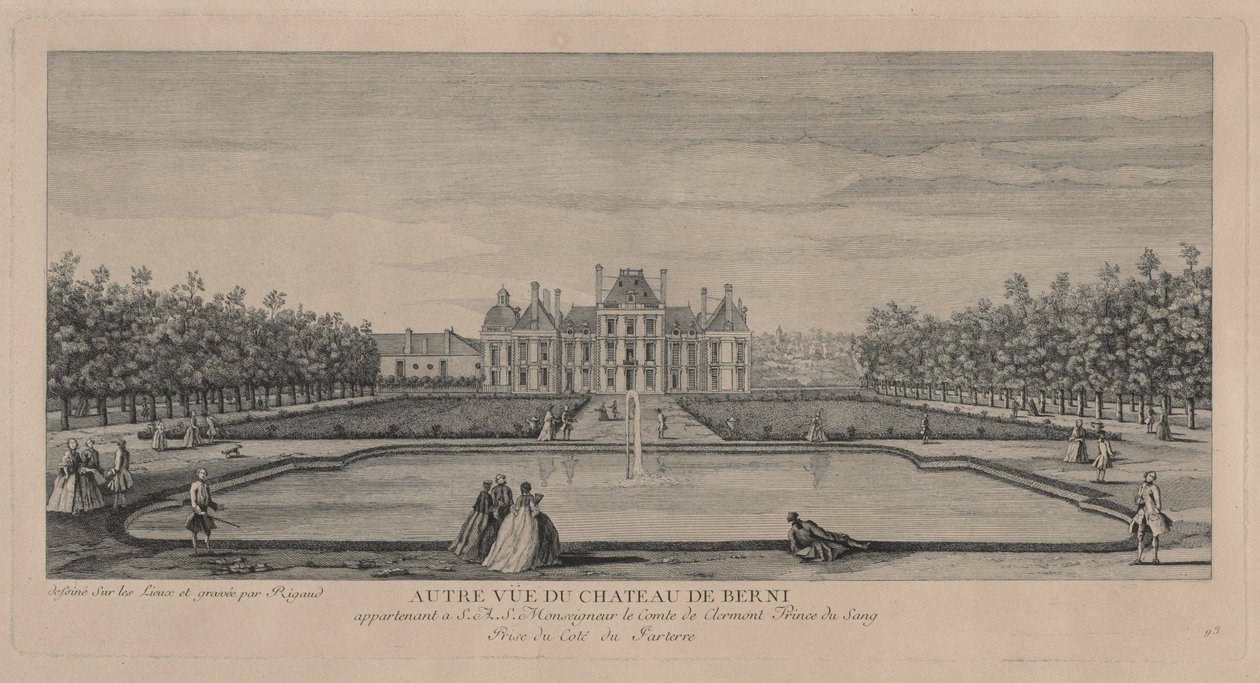Castello di Berny dai giardini da Jacques Rigaud