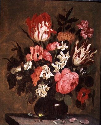 Fiori in un vaso di vetro da Jacques de Claeuw