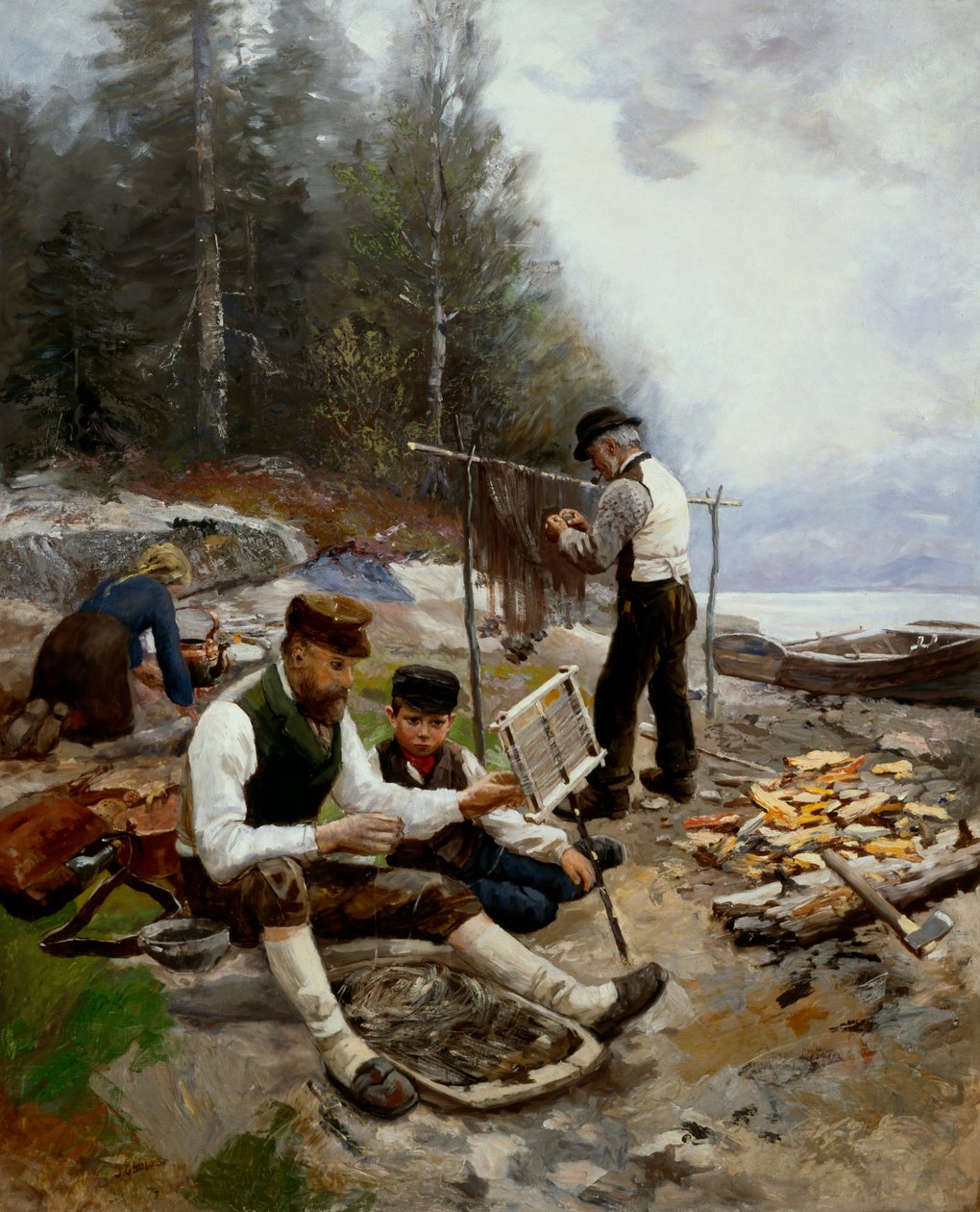 Pescatori sulla spiaggia da Jahn Ekenaes