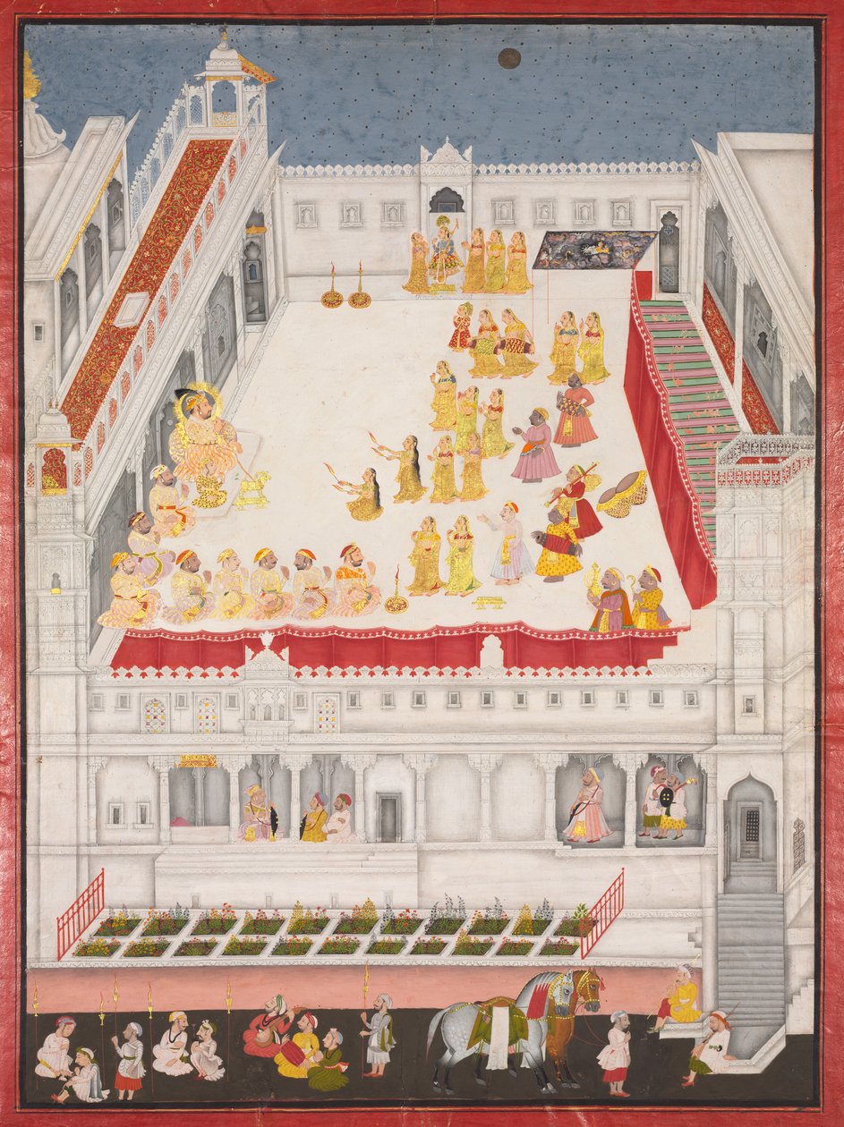 Maharana Jagat Singh che assiste al Raslila, 1736 da Jai Ram
