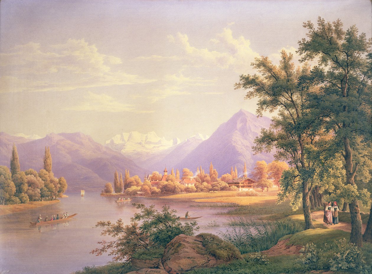 Veduta di Scherzingen sul Lago di Thun da Jakob Suter