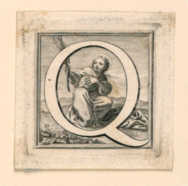 Lettera maiuscola Q decorata da Jakob Frey