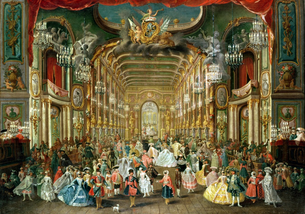 Ballo in maschera nel Hoftheater, Bonn, 1754 da Jakob Rousseau