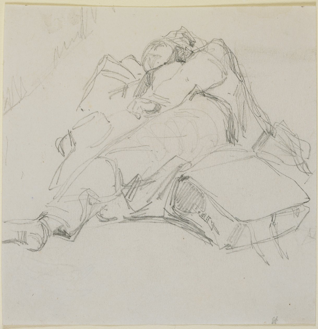Un uomo che dorme su una pila di bagagli, 1858 da James Abbott McNeill Whistler