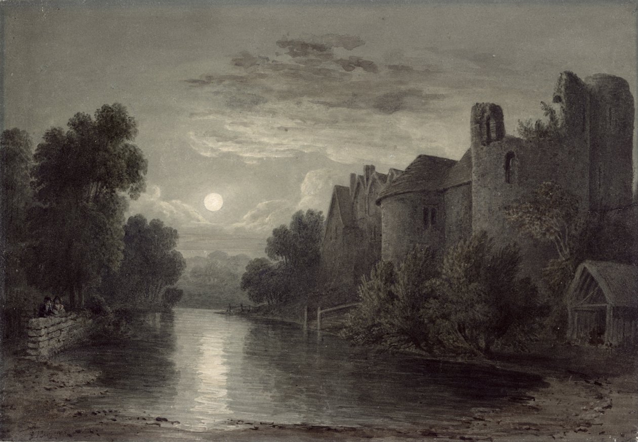Castello di Allington, vicino a Maidstone, Kent; Chiaro di luna da James Bayes