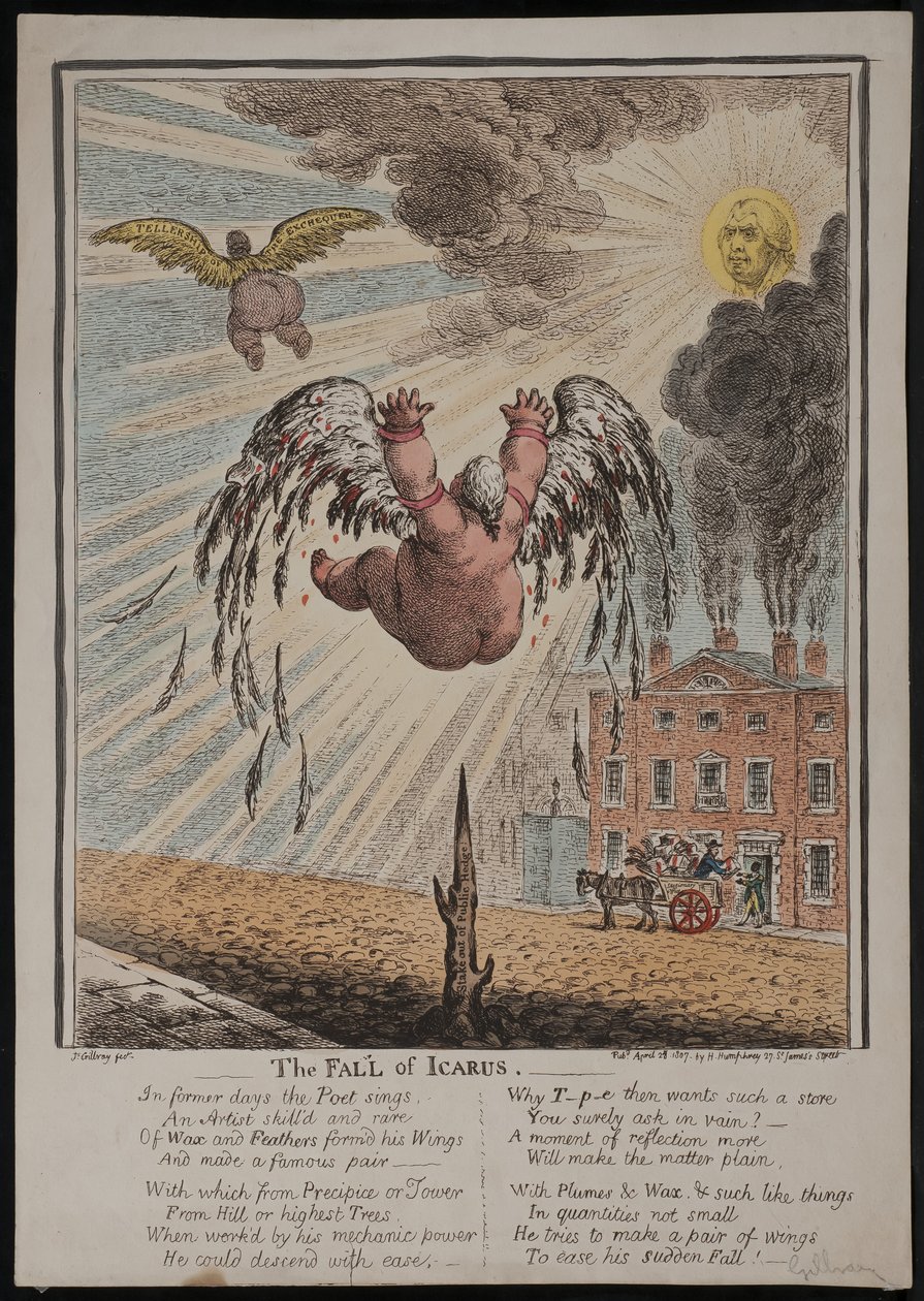 La caduta di Icaro, 1807 da James Gillray