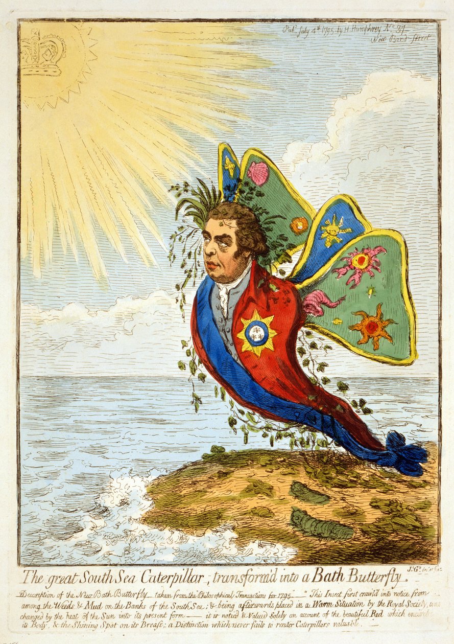 Il grande bruco del mare del sud, trasformato in una farfalla da bagno, 1795 da James Gillray
