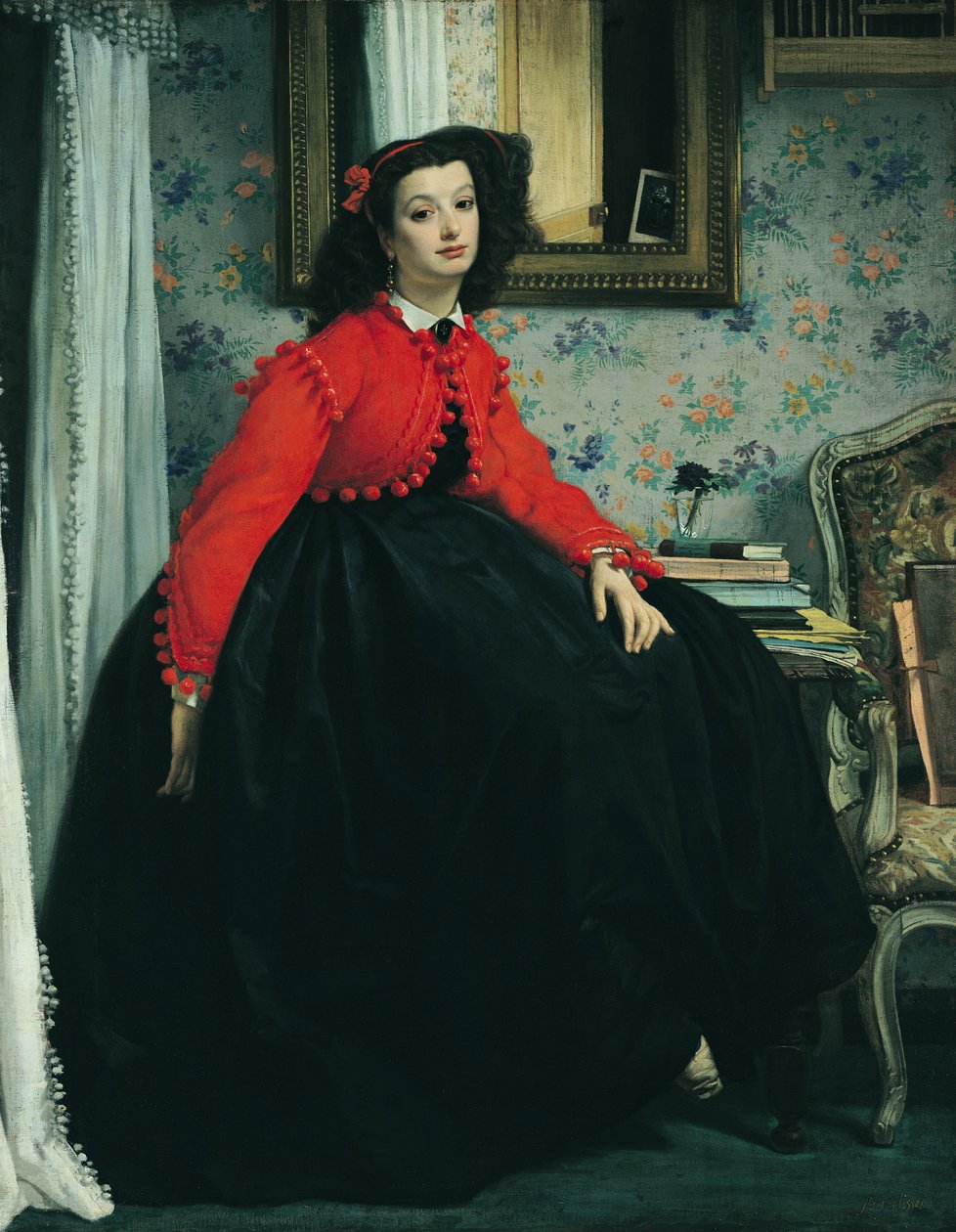 Ritratto di Mlle. L.L. (Giovane donna in giacca rossa) 1864 da James Jacques Joseph Tissot