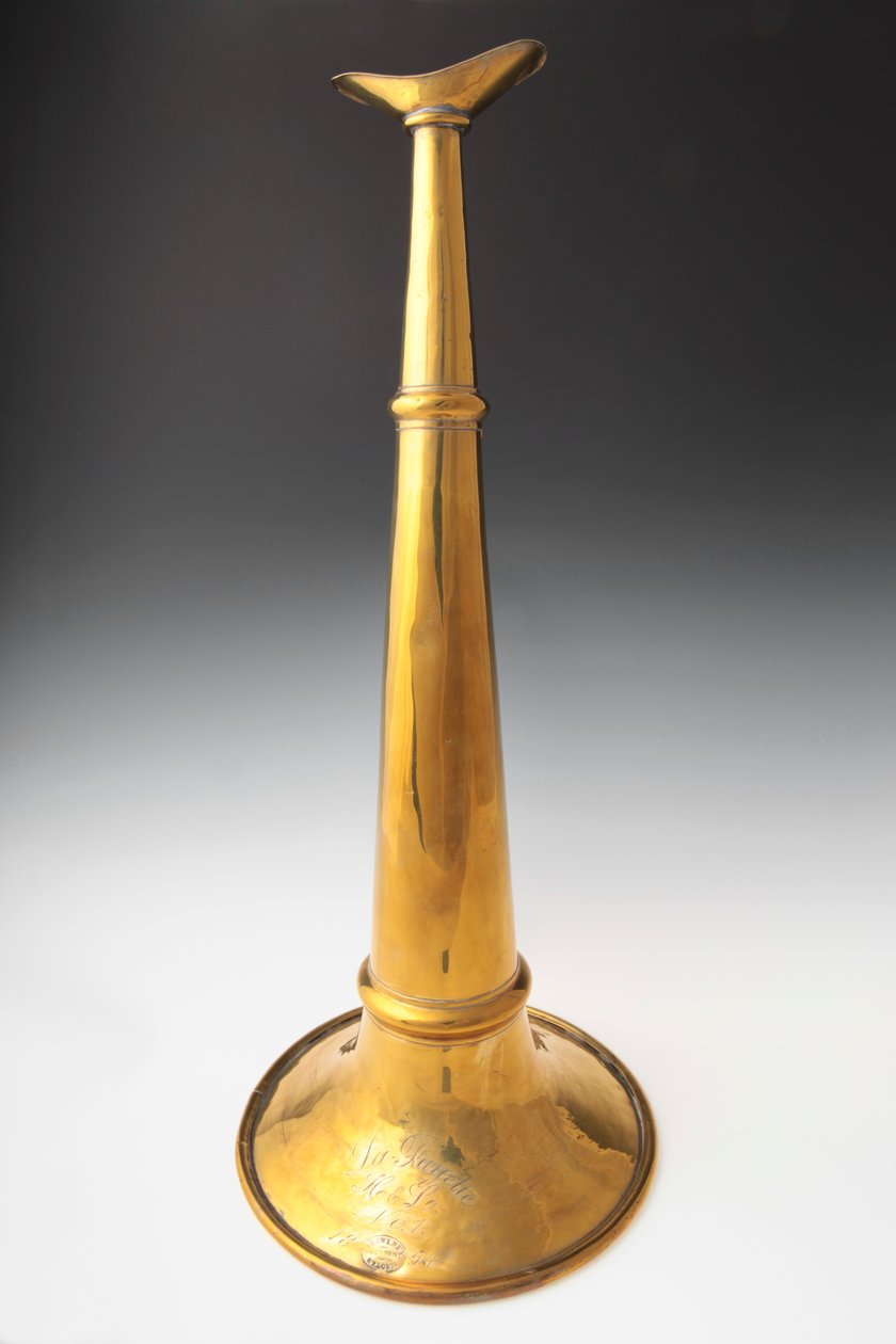 Tromba di ottone dei pompieri rappresentante la Lafayette Hook and Ladder Co. No. 1 di St. Louis da James Sweney