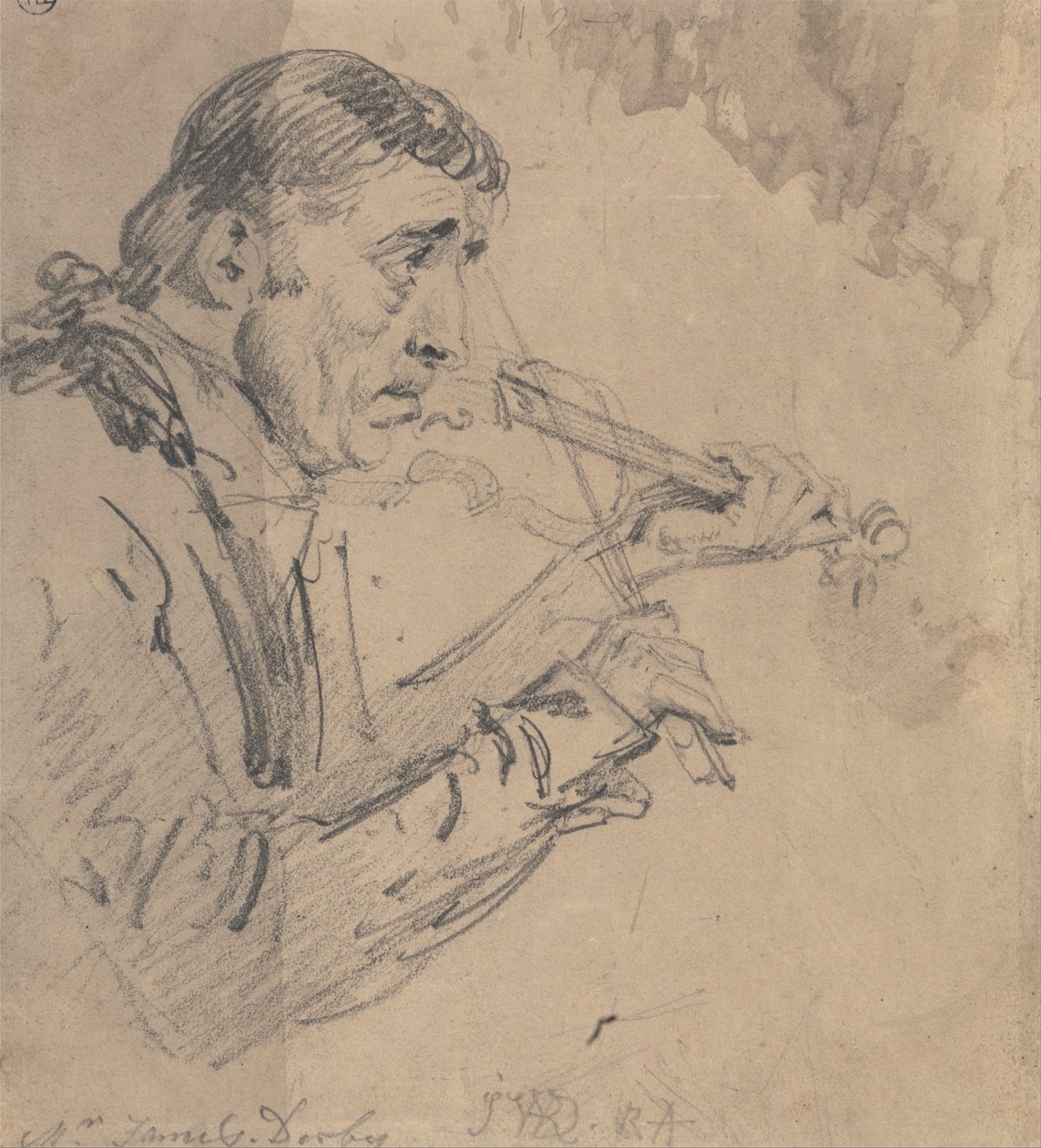Il signor James Derby che suona il violino da James Ward