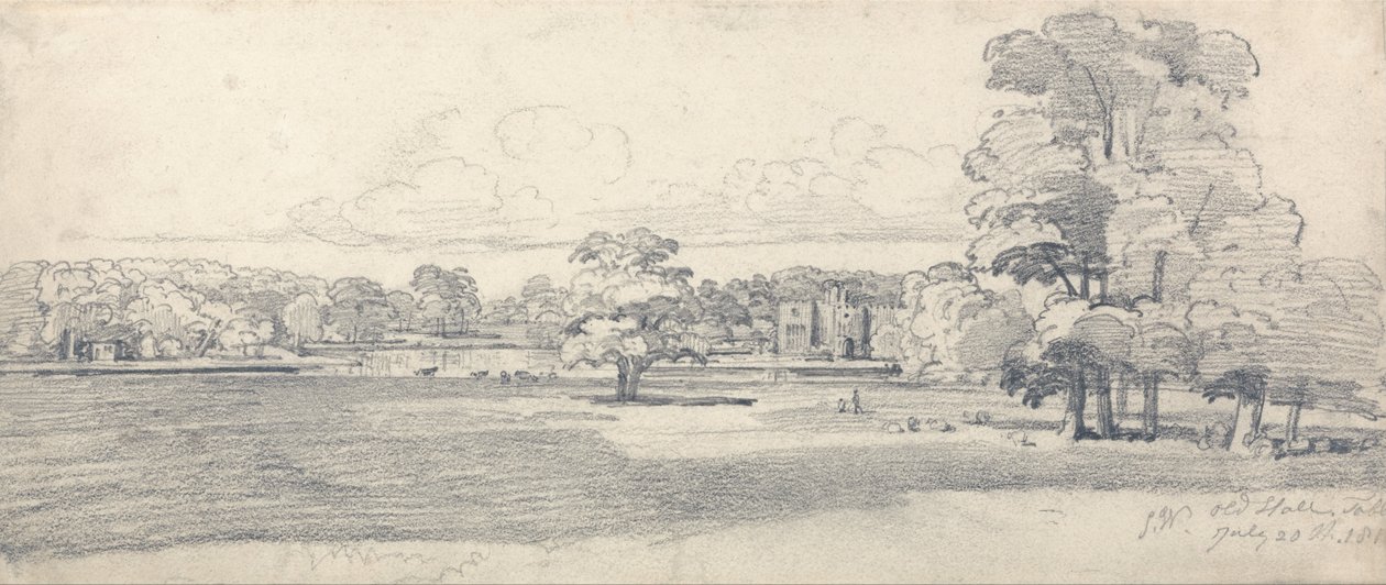 La vecchia sala, Tabley, circondata da parco, 20 luglio 1814 (1819) da James Ward