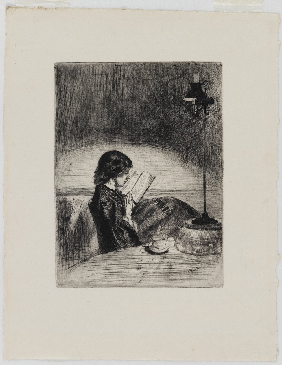 Lettura alla luce della lampada da James Abbott McNeill Whistler
