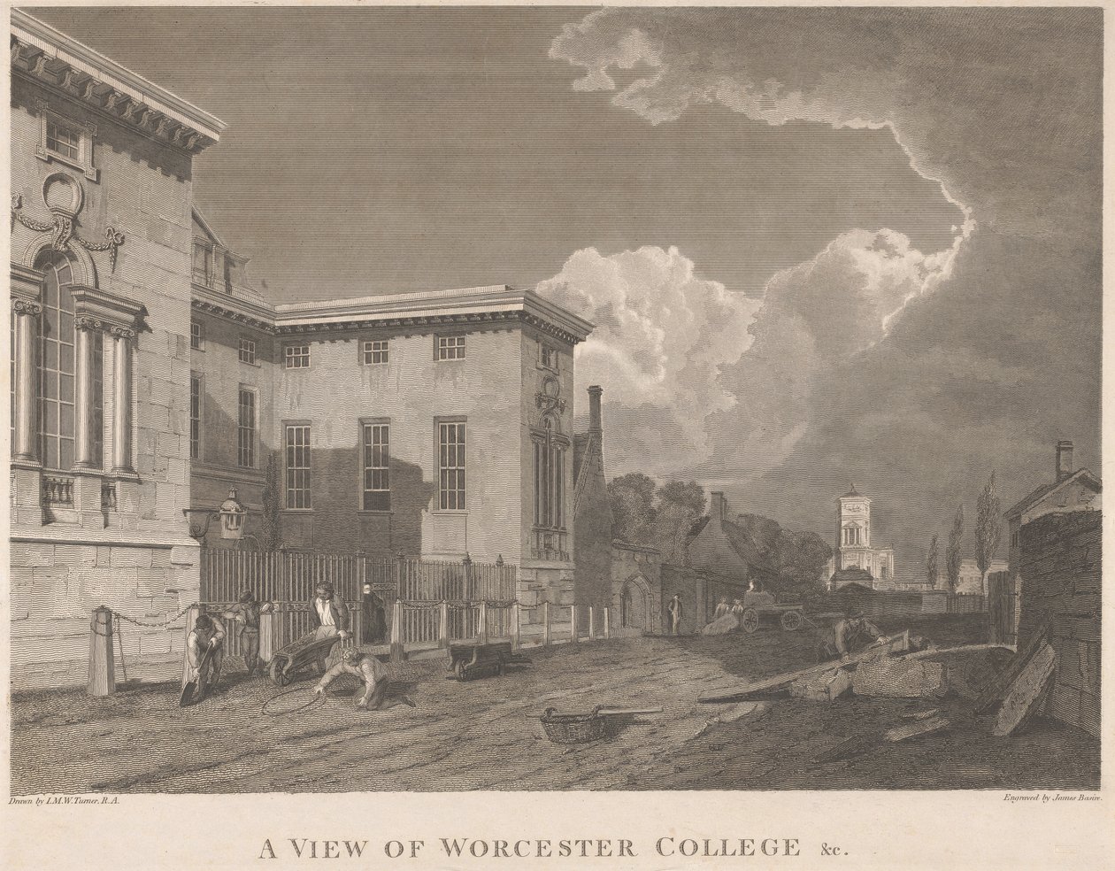 Una vista del Worcester College da James Basire