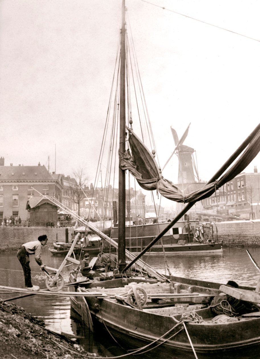 Barca sul canale, Rotterdam, 1898 da James Batkin