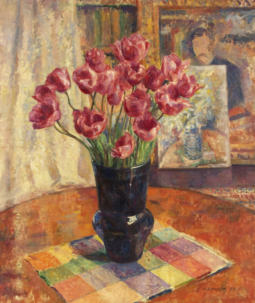 Tulipani in una ciotola blu da James Bolivar Manson