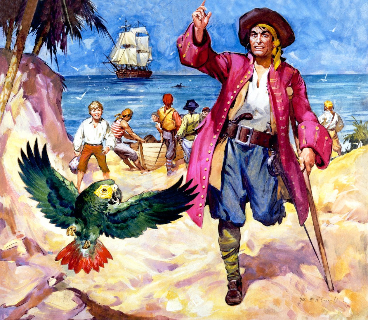 Long John Silver e il suo pappagallo da James Edwin McConnell