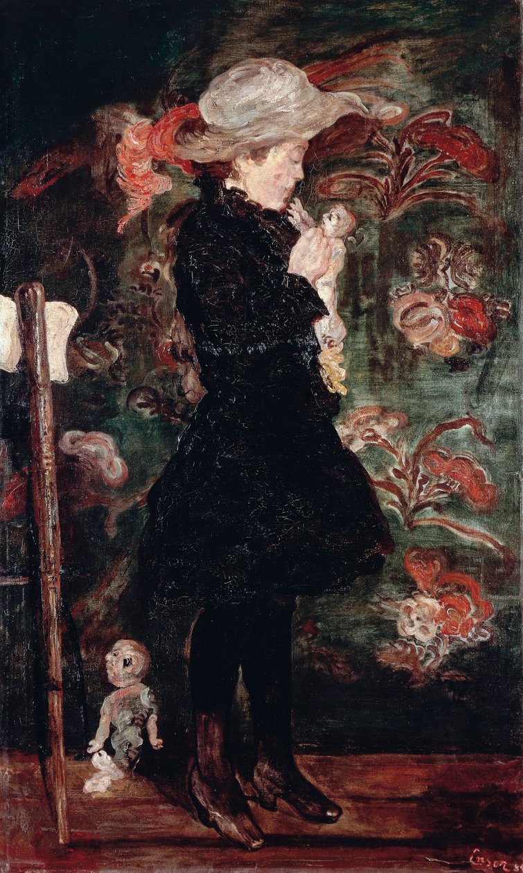 Bambina con bambola (Madchen mit Puppe) da James Ensor