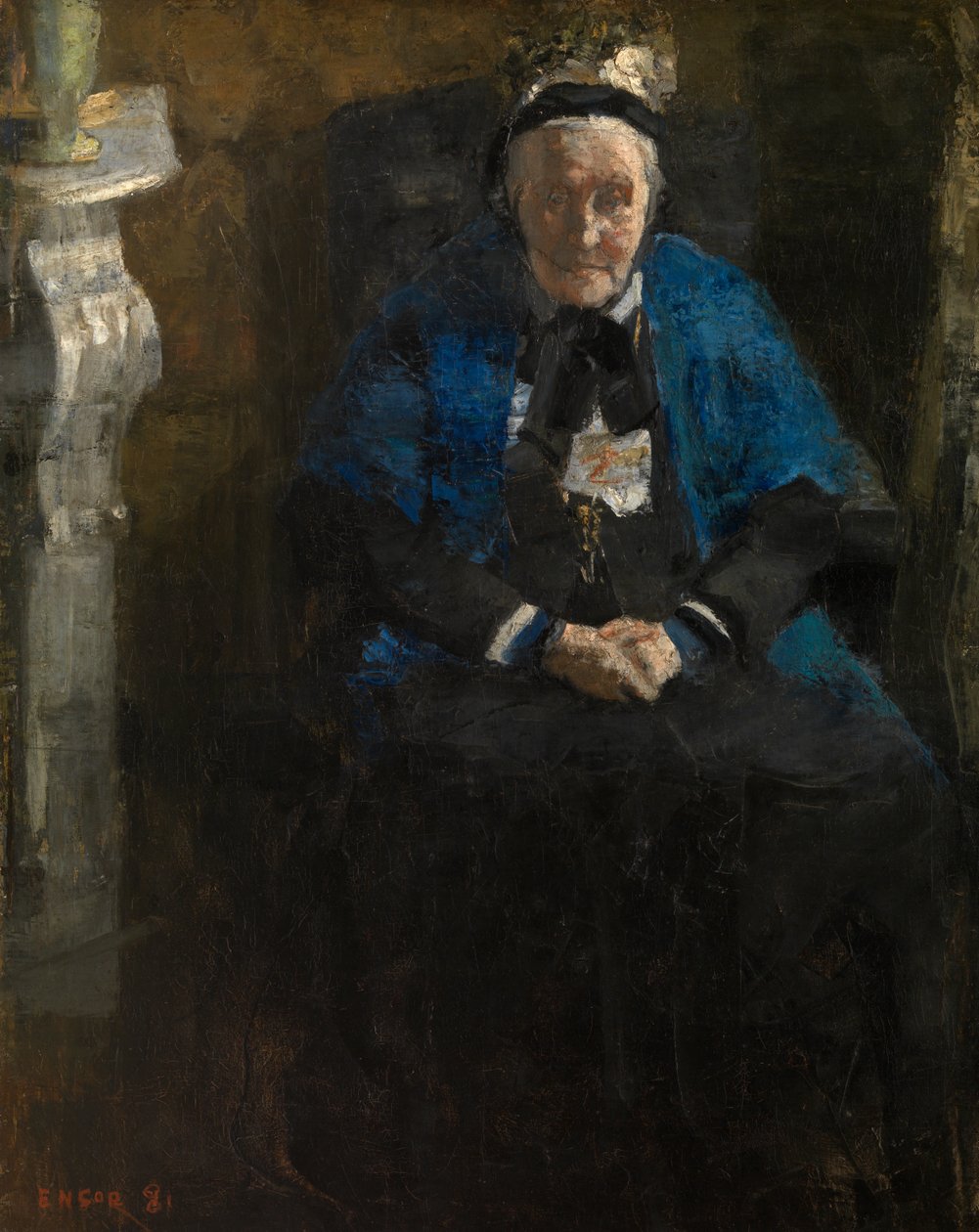 Signora con sciarpa blu da James Ensor