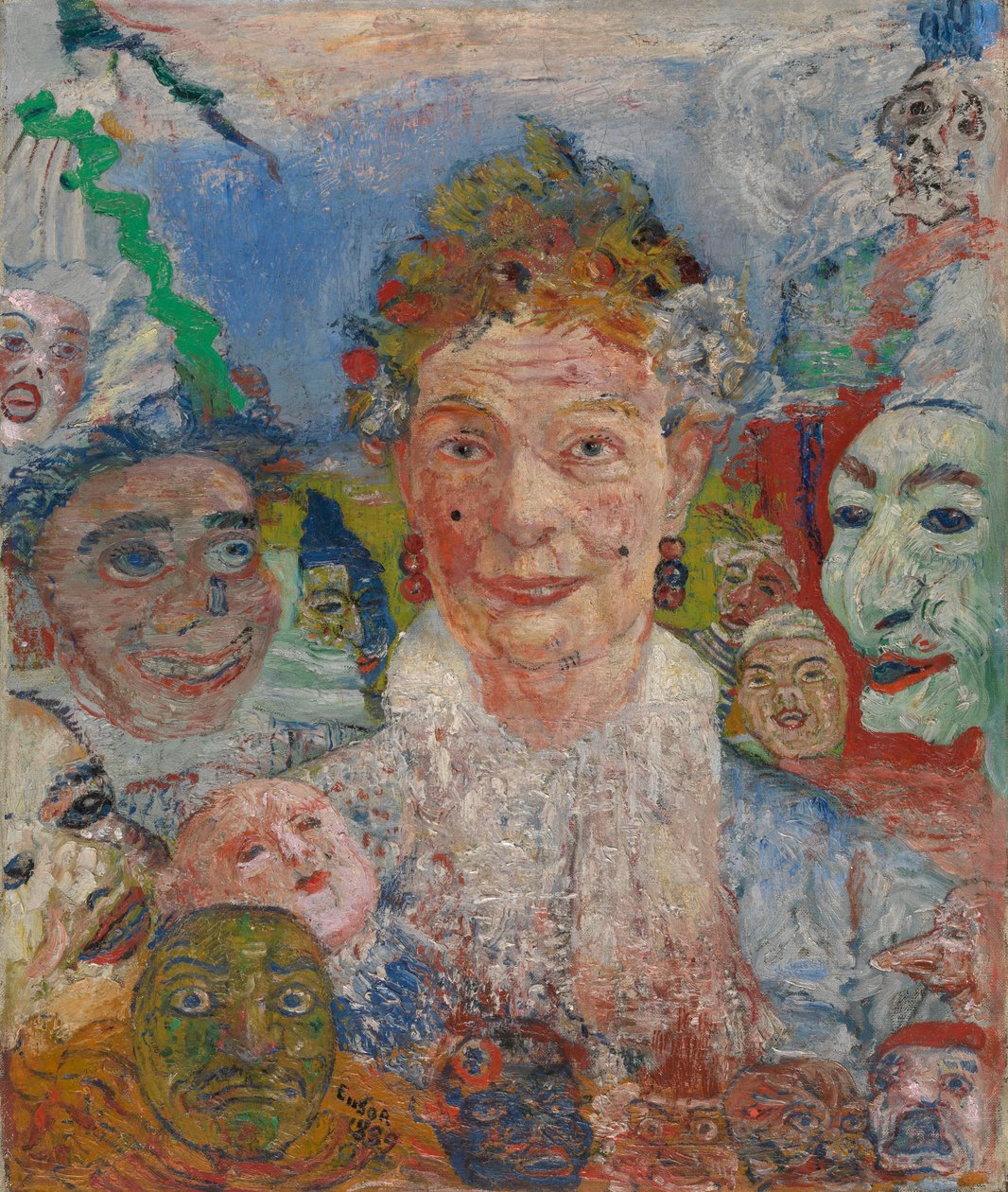 Vecchia signora con maschere da James Ensor