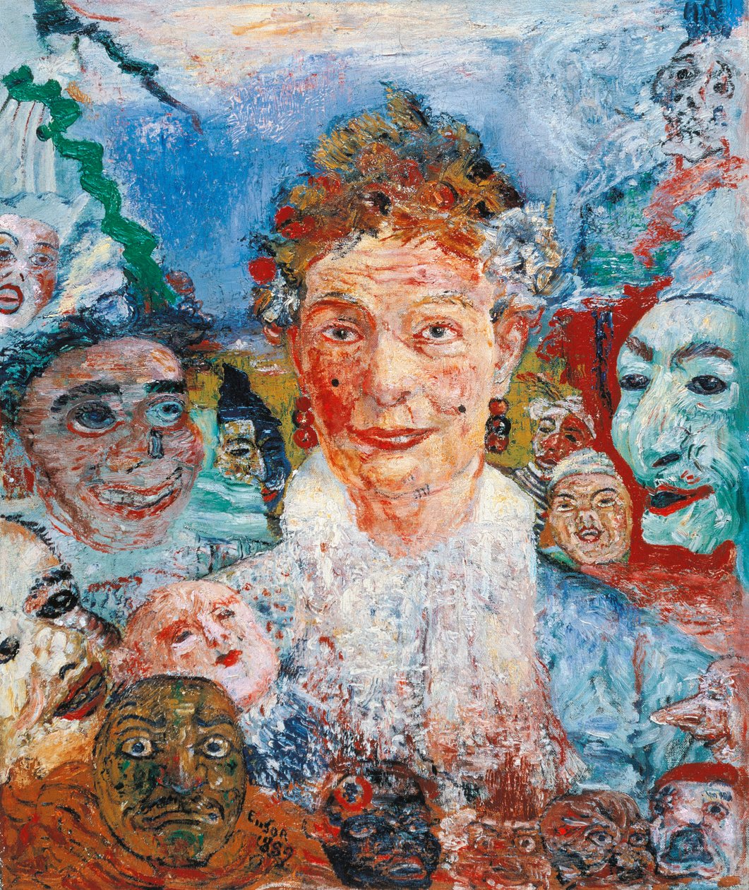 Vecchia donna con maschere da James Ensor
