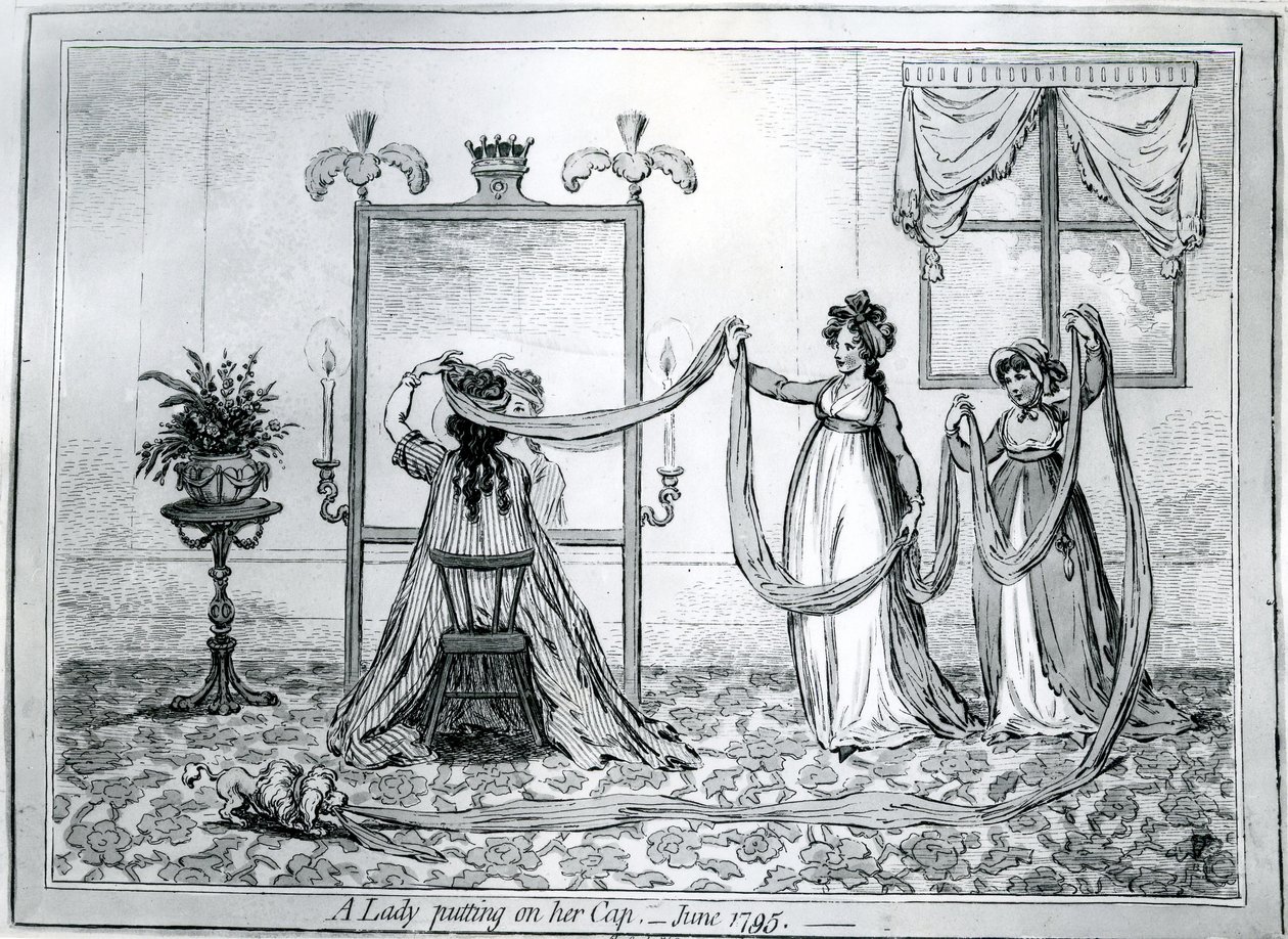 Una signora che si mette il cappello, 1795 da James Gillray