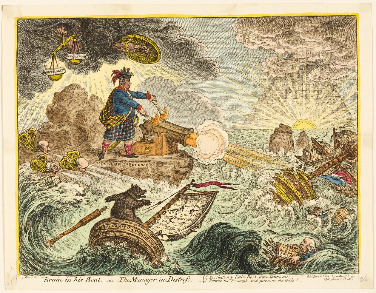 Bruin nella sua barca da James Gillray
