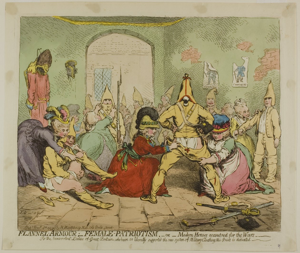 Armatura di flanella; patriottismo femminile da James Gillray
