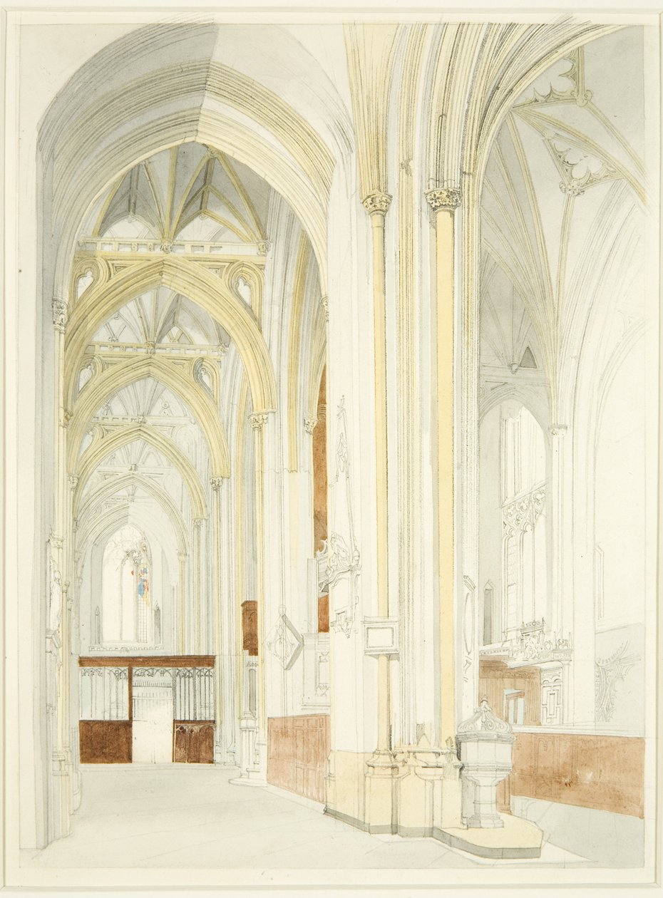 Interno della Cattedrale di Bristol (incompiuto) da James Johnson