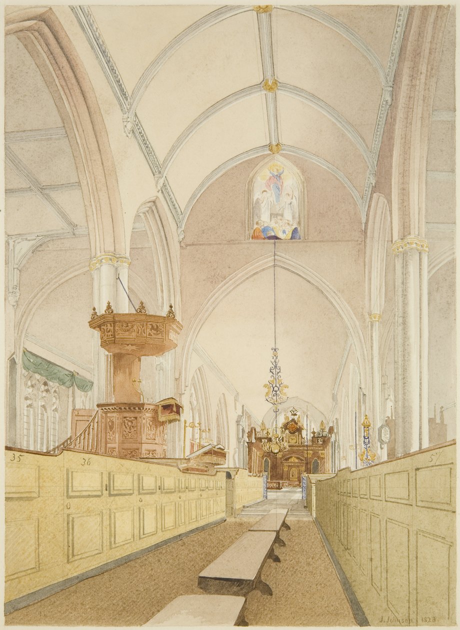 Interno della Chiesa del Tempio, guardando a est da James Johnson