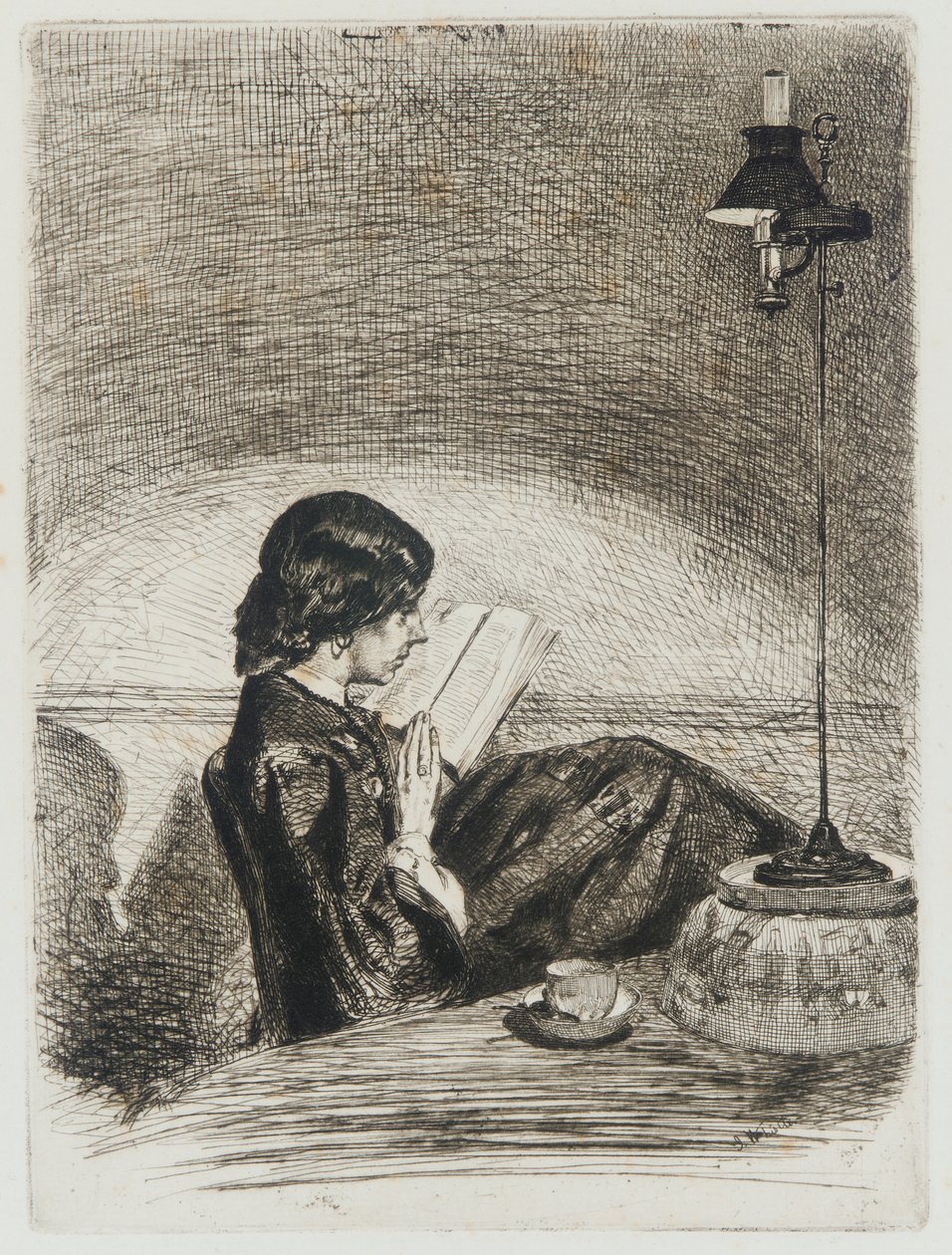 Lettura alla luce della lampada da James Abbott McNeill Whistler