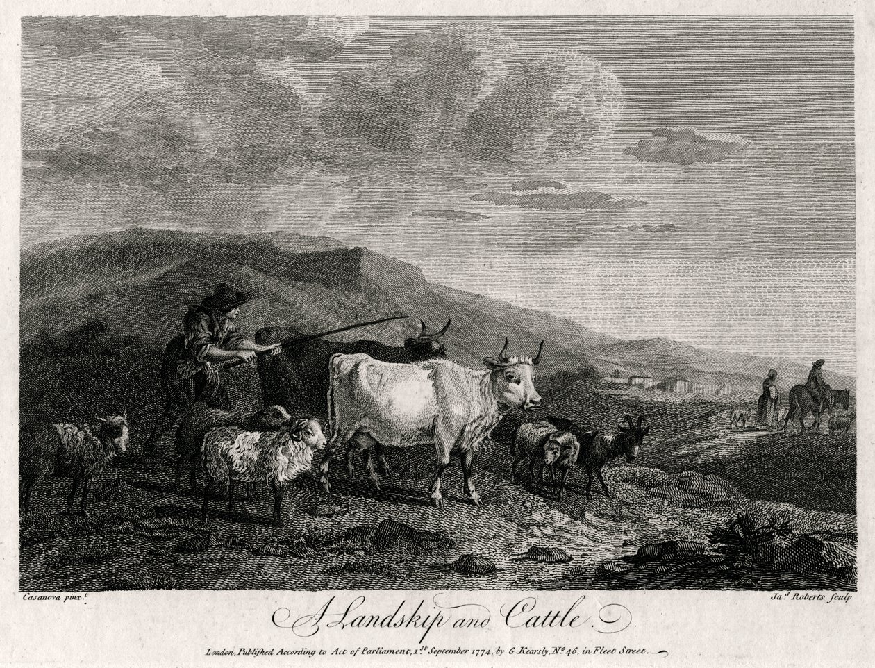 Paesaggio con bestiame, 1774 da James Roberts
