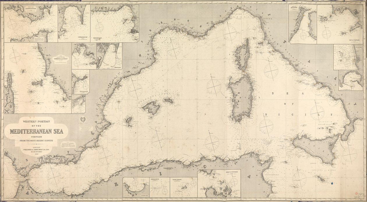 Carta del Mediterraneo occidentale da James & Son Imray