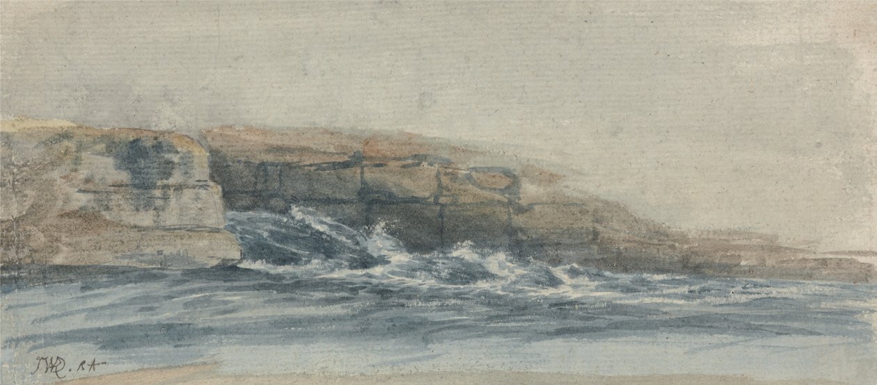 Il mare si infrange sulle scogliere pietrose a sinistra da James Ward