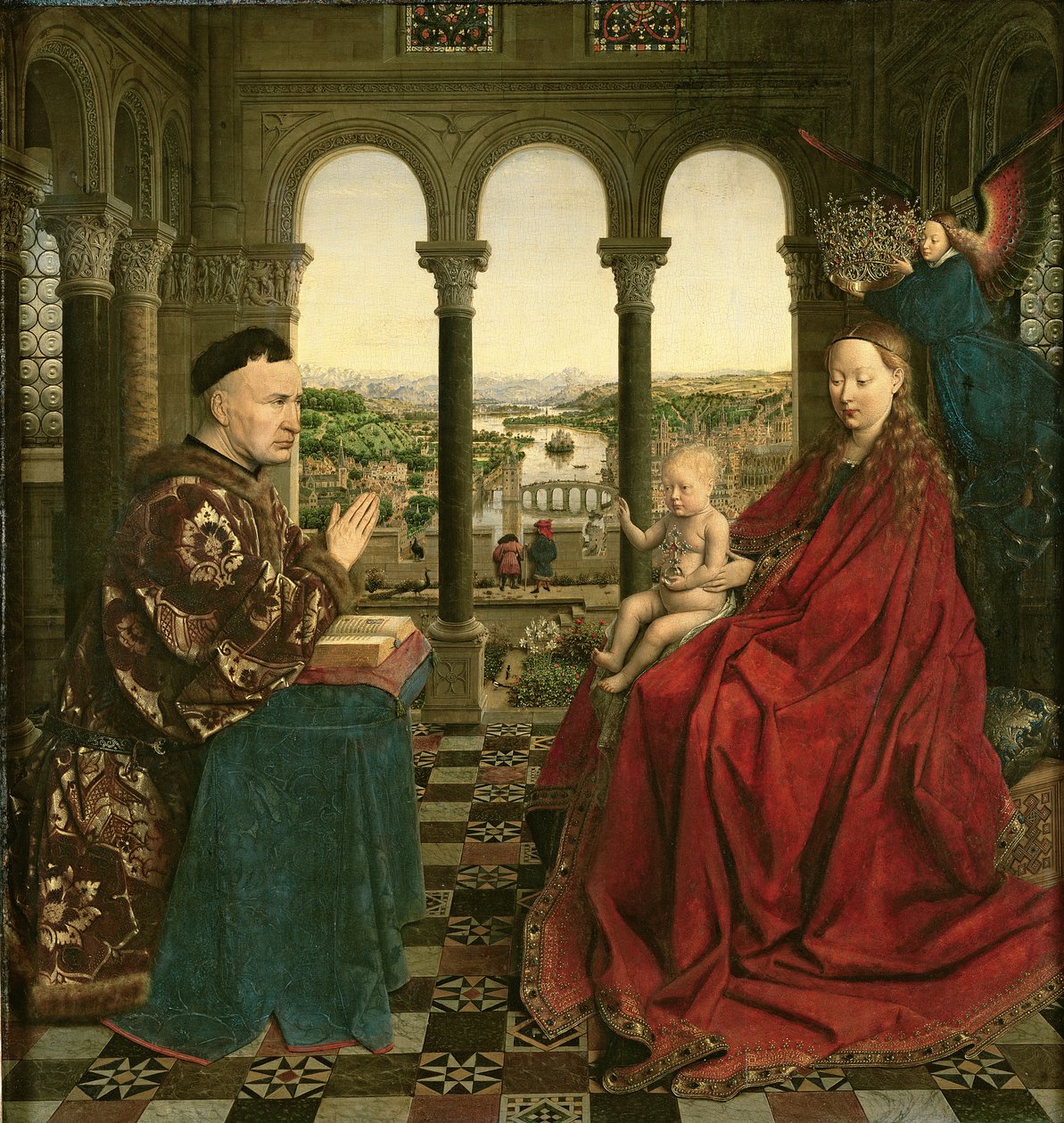 La Madonna Rolin (La Vierge au Chancelier Rolin), c.1435 (dettaglio) da Jan van Eyck