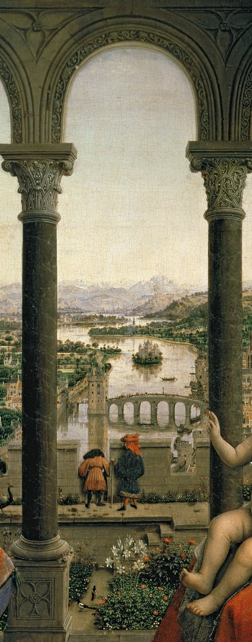 La Madonna di Rolin (La Vierge de Chancelier Rolin), c.1435 (dettaglio) da Jan van Eyck