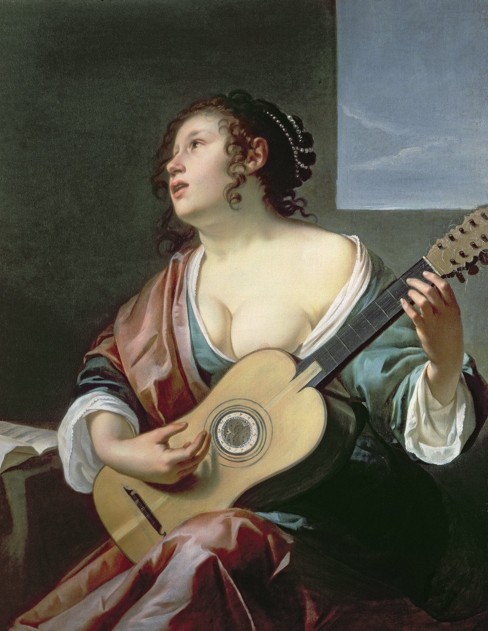 Donna con un liuto da Gerrit van Honthorst