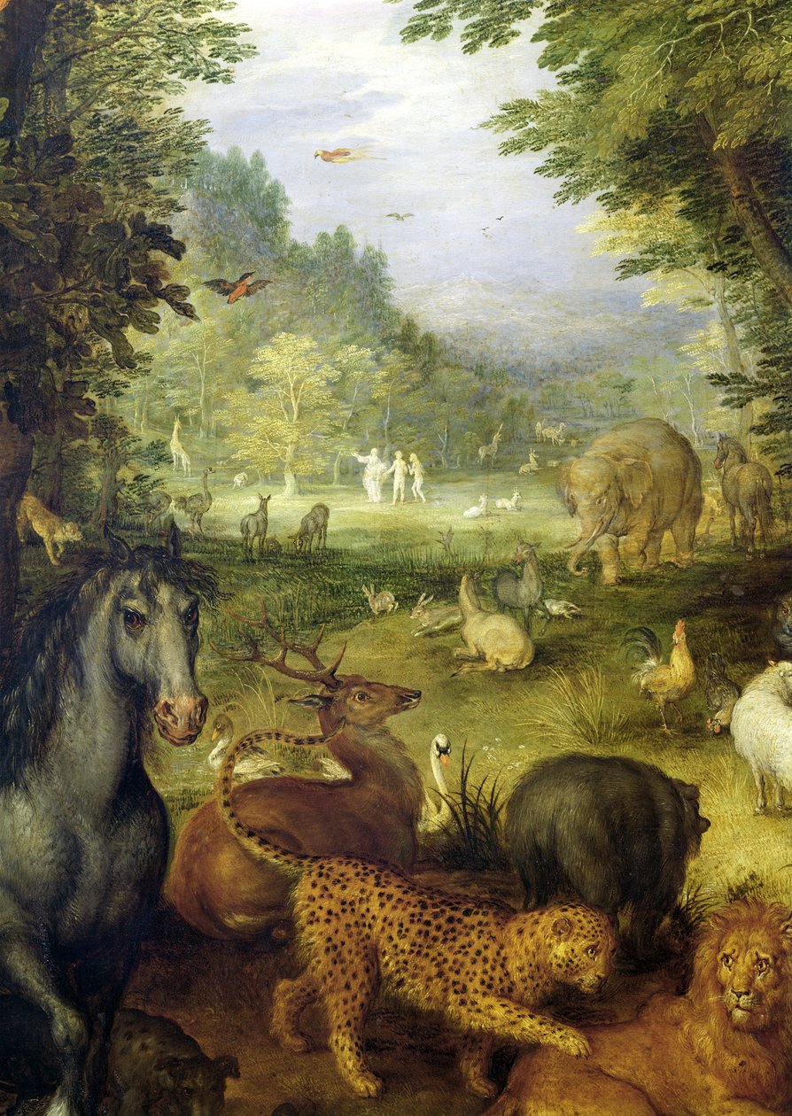 Terra, o Il paradiso terrestre, dettaglio di animali, 1607-08 da Jan the Elder Brueghel