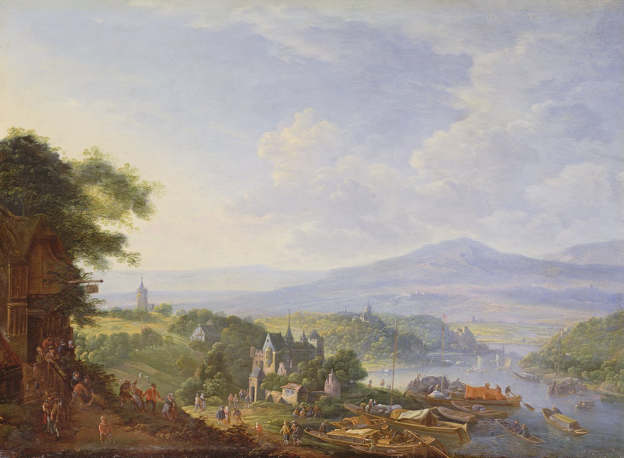 Veduta sul Reno, vicino a Colonia, c.1700-10 da Jan the Elder Griffier